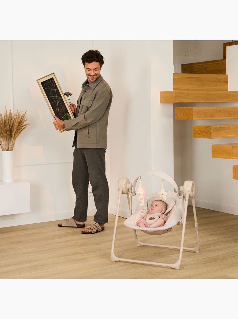 Balancelle-transat Kinderkraft SWINGEE avec 5 vitesses, 8 mélodies, pliable et légère Beige - Kiabi