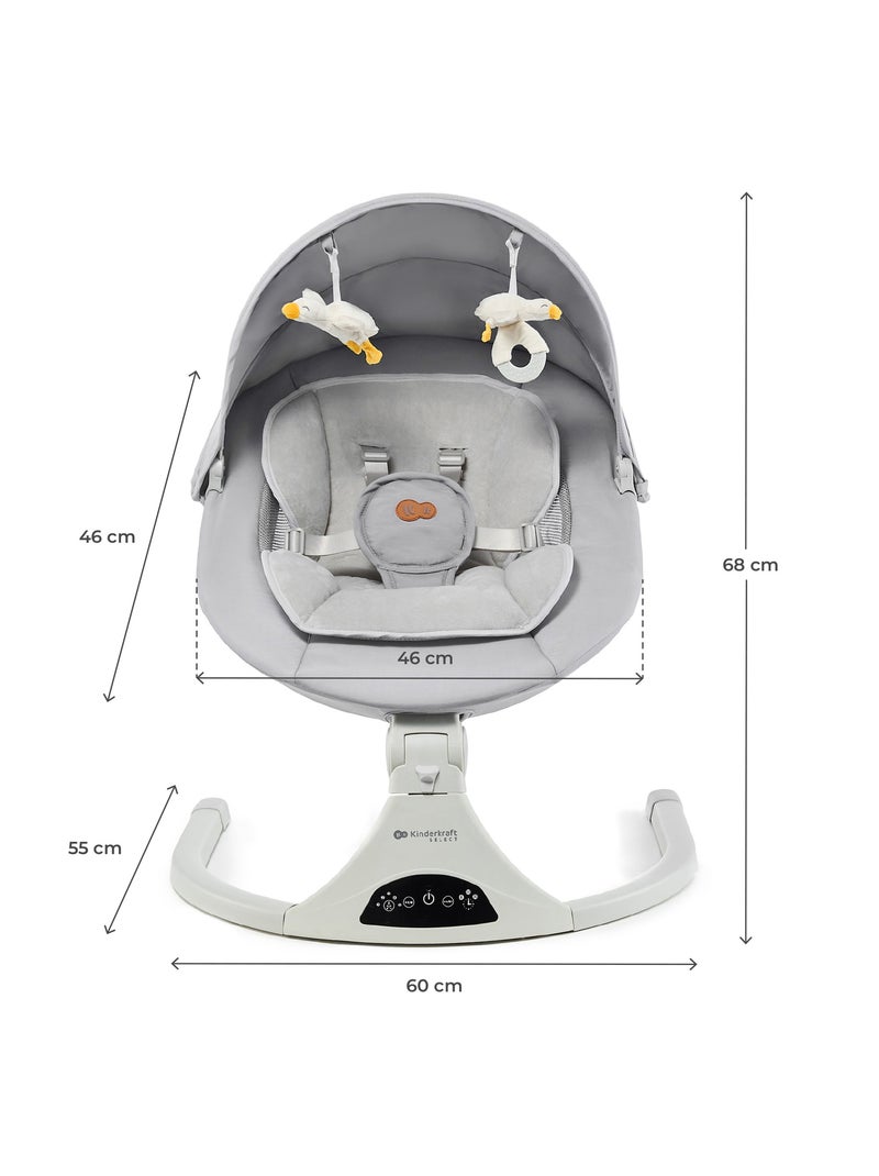 Balancelle-transat Kinderkraft TULSY électrique avec 5 vitesses, Bluetooth, télécommande et USB Gris - Kiabi