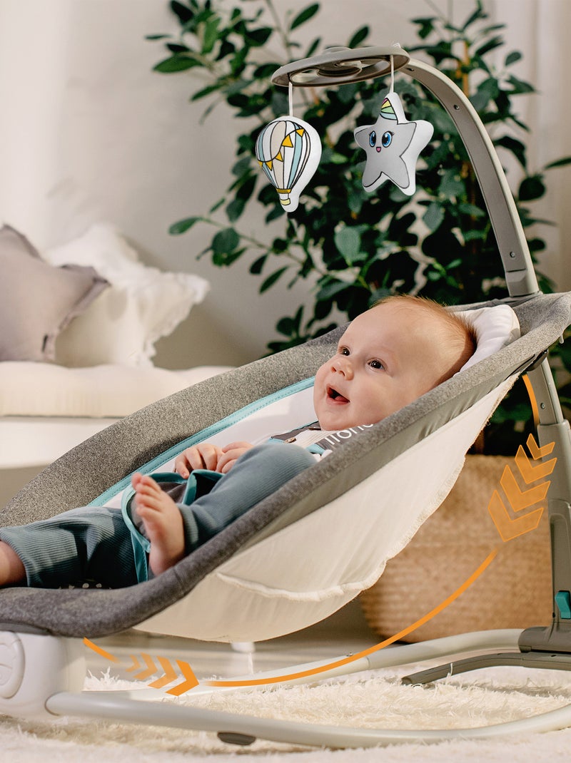 Balancelle Transat LIONELO Pascal - 12 mélodies - Vibrations - Pliage compact Gris Blanc - Kiabi