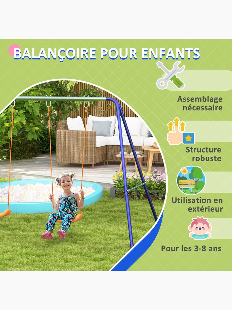 Balançoire 2 agrès portique avec 2 balançoires vert bleu orange Bleu Bleu - Kiabi