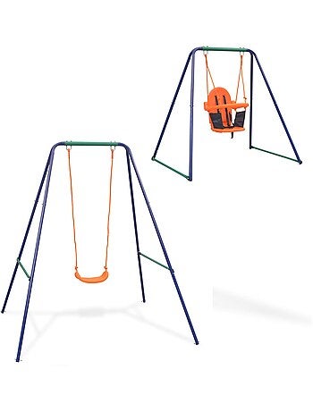 Balançoire 2-en-1 siège bébé et siège simple cadre acier vidaxl