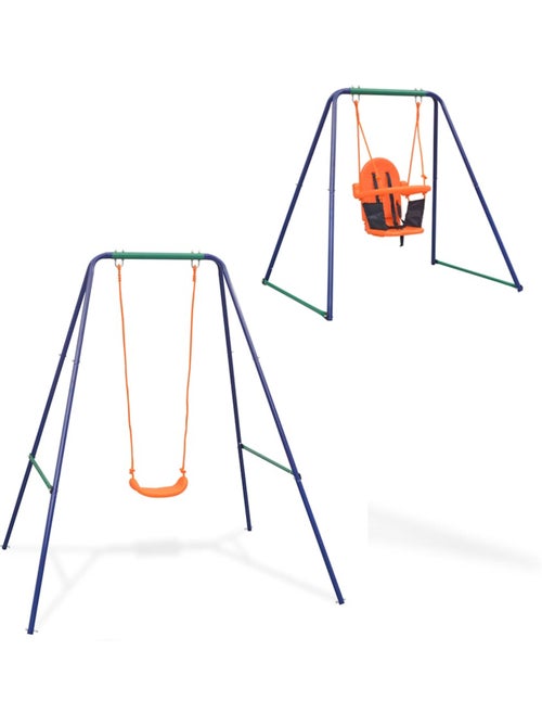 Balançoire 2-en-1 siège bébé et siège simple cadre acier vidaxl - Kiabi