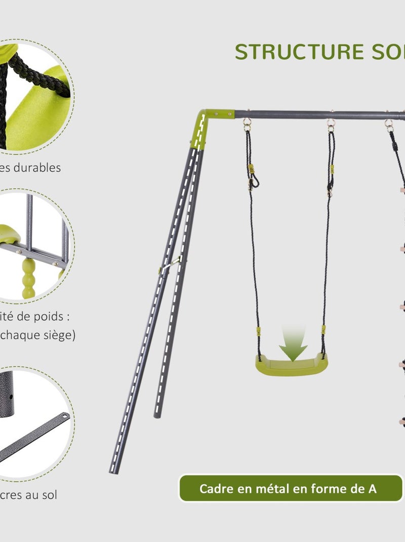 HLC Portique Balançoire Extérieur 3 En 1 - Balançoire Face à Face & 2 Sièges Jardin