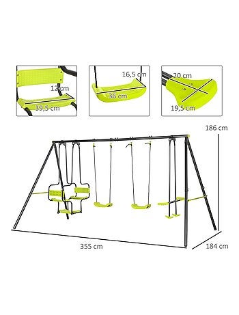 Balançoire 4 agrès portique