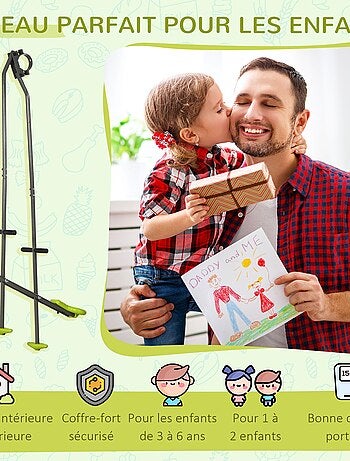 Balançoire agrès face à face enfant gris vert