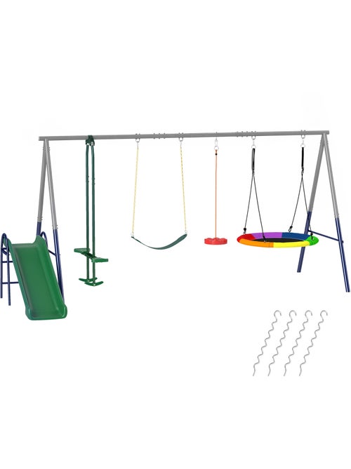 Balançoire aire de jeux 4+1 agrès acier - Kiabi Balançoire aire de jeux 4+1 agrès acier - Kiabi