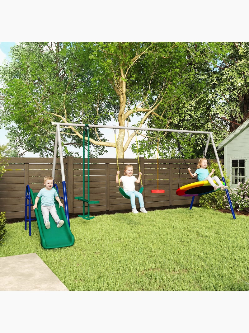 Balançoire aire de jeux 4+1 agrès acier Gris - Kiabi