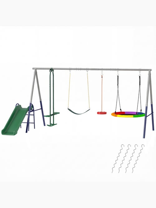 Balançoire aire de jeux 4+1 agrès acier - Kiabi Balançoire aire de jeux 4+1 agrès acier - Kiabi