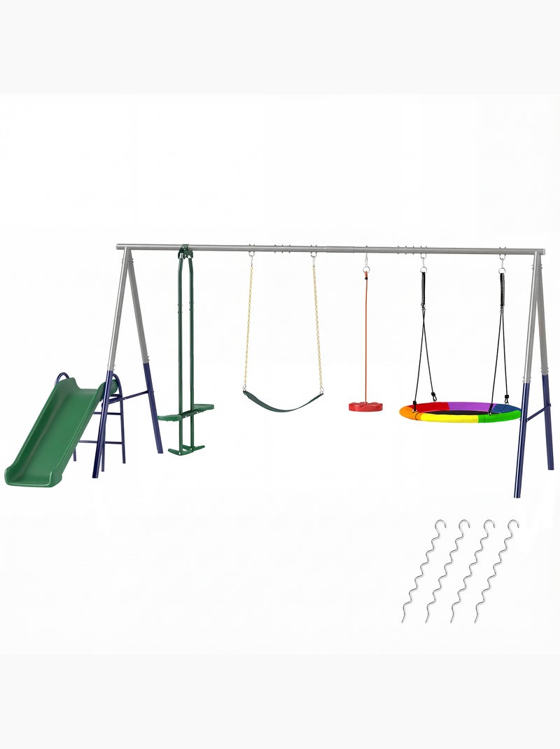 Balançoire aire de jeux 4+1 agrès acier Gris - Kiabi