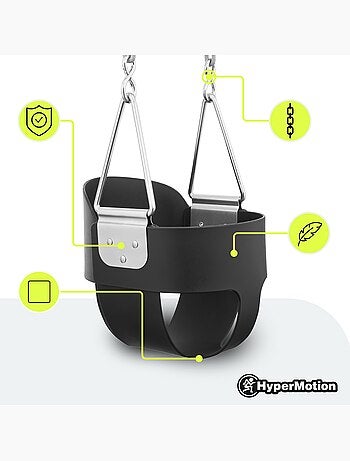 Balançoire Baquet Bébé HyperMotion - Assise EVA Confort & Sécurité Jardin 22kg