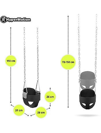 Balançoire Baquet Bébé HyperMotion - Assise EVA Confort & Sécurité Jardin 22kg