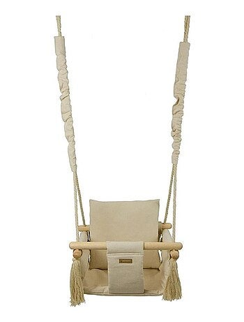 Balançoire bascule confortable pour enfants en bois coton terrasse jardin maison gris