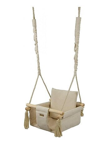 Balançoire bascule confortable pour enfants en bois coton terrasse jardin maison gris