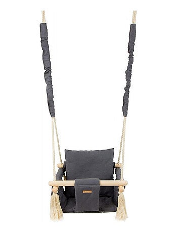 Balançoire bascule confortable pour enfants en bois coton terrasse jardin maison gris