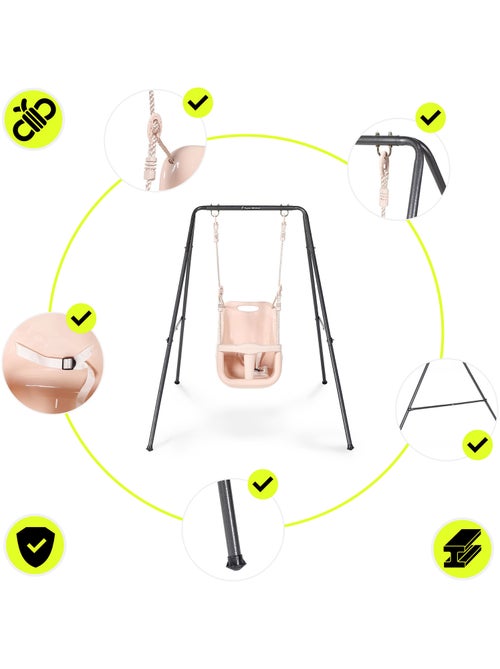 Balançoire Bébé avec Ceinture Sécurité, Structure Acier Stable, 6 mois+, int./ext. - Kiabi