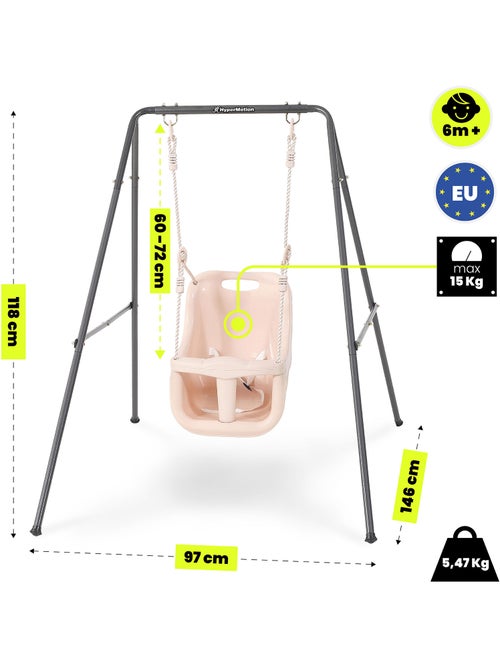 Balançoire Bébé avec Ceinture Sécurité, Structure Acier Stable, 6 mois+, int./ext. - Kiabi
