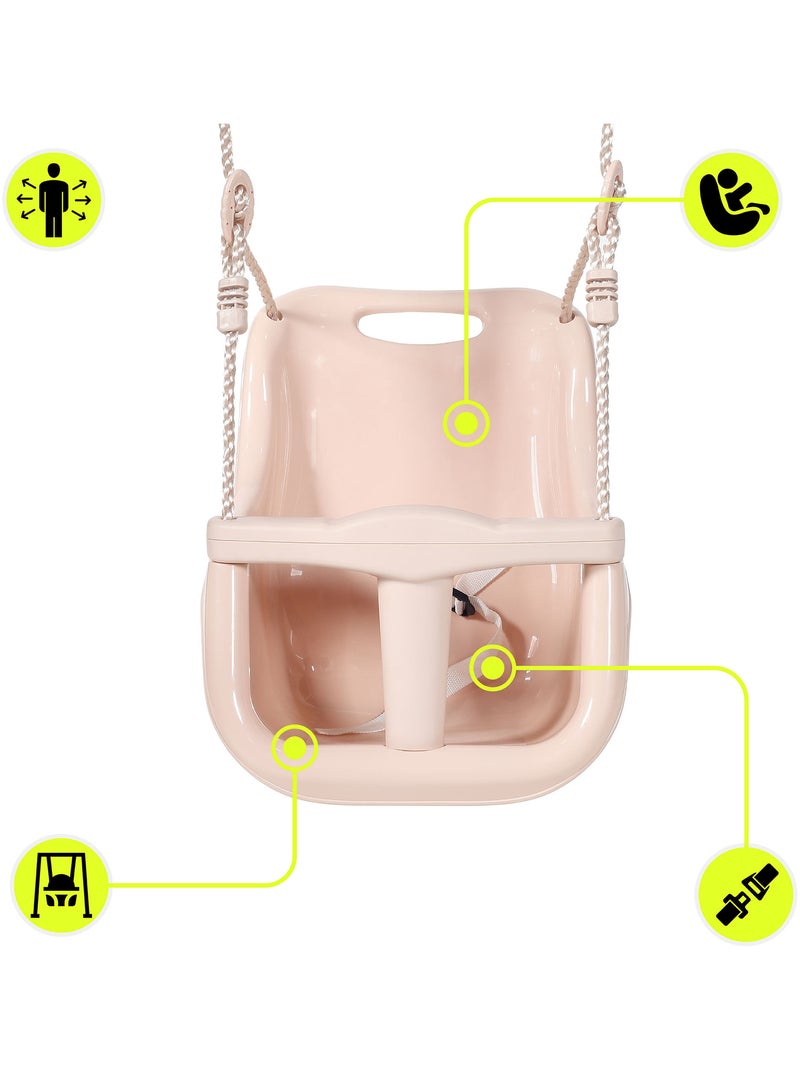 Balançoire Bébé avec Ceinture Sécurité, Structure Acier Stable, 6 mois+, int./ext. Rose - Kiabi