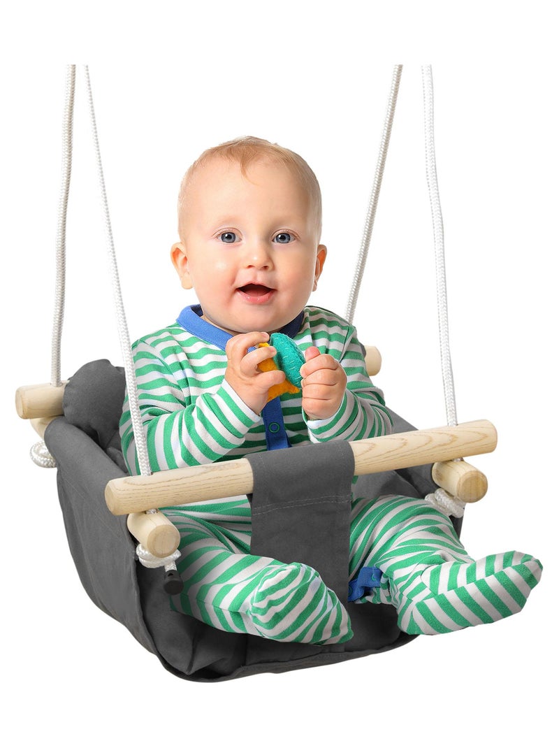 Balançoire bébé réglable accessoires inclus coton gris Gris - Kiabi