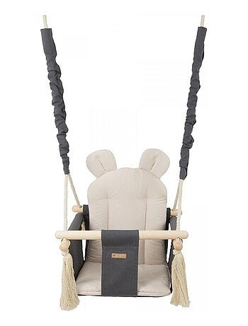 Balançoire bois coton gris-beige