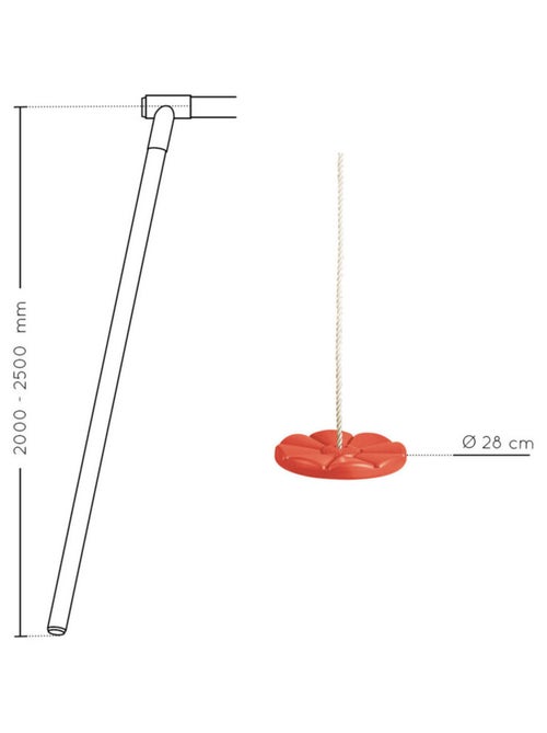 Balançoire corde disque agrès pour portique bois 1,95 à 2,50 m - Kiabi