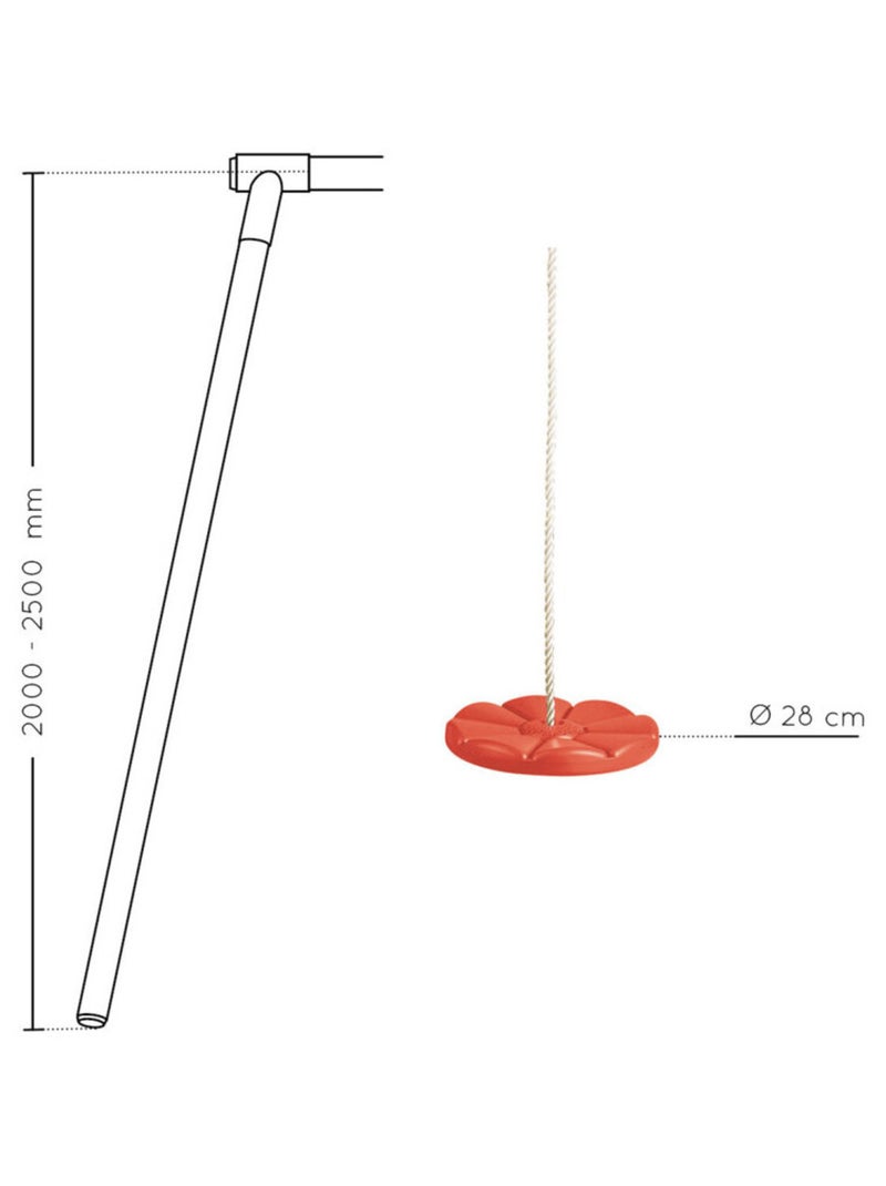 Balançoire corde disque agrès pour portique bois 1,95 à 2,50 m Rouge - Kiabi