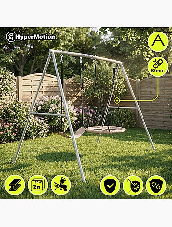 Balançoire double hypermotion 2 en 1 avec nid-de-pie et siège enfant