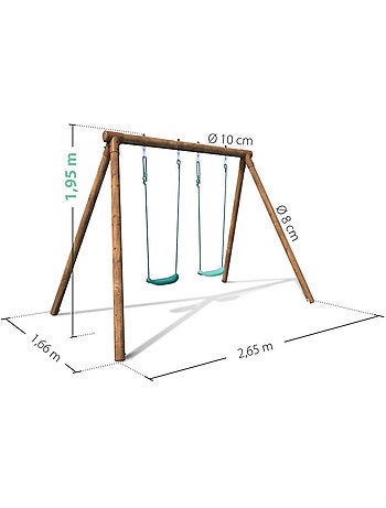 Balançoire en bois traité 2 agrès Alizée