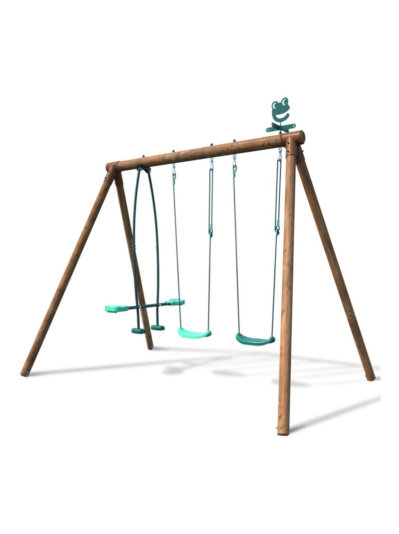 Balançoire en bois traité 3 agrès Polo N/A - Kiabi