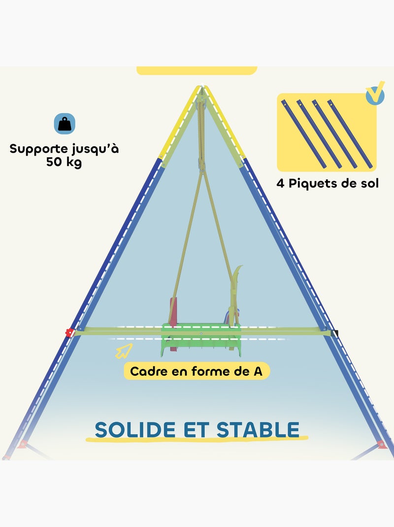 Balançoire évolutive 3 phases acier Vert - Kiabi