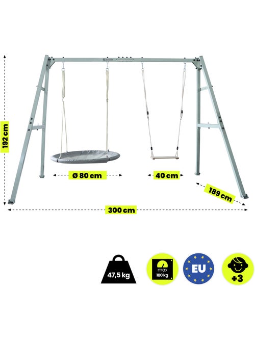 Balançoire HyperMotion 4 en 1 avec hamac, balançoire et nid-de-pie - Kiabi