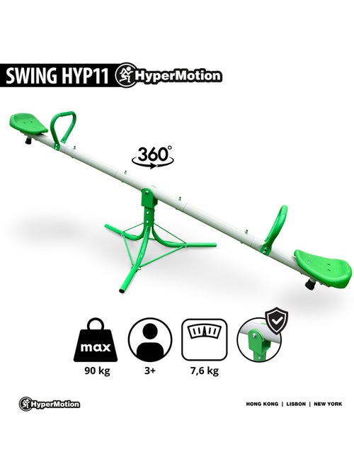 Balançoire jardin enfants 2 en 1 bascule rotative 360° pour 2 enfants extérieur – HyperMotion - Kiabi