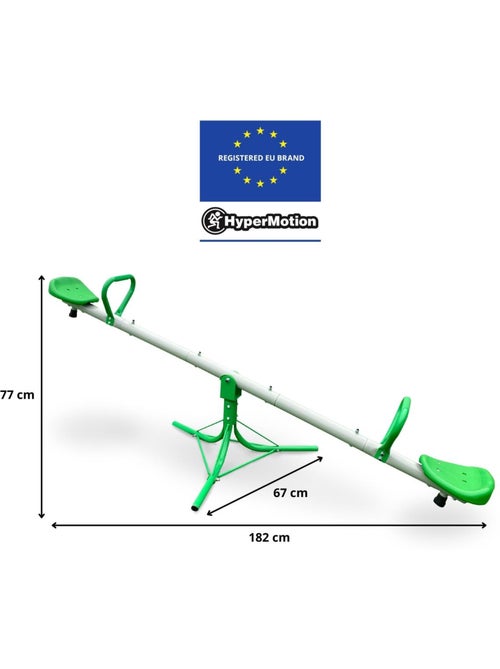 Balançoire jardin enfants 2 en 1 bascule rotative 360° pour 2 enfants extérieur – HyperMotion - Kiabi