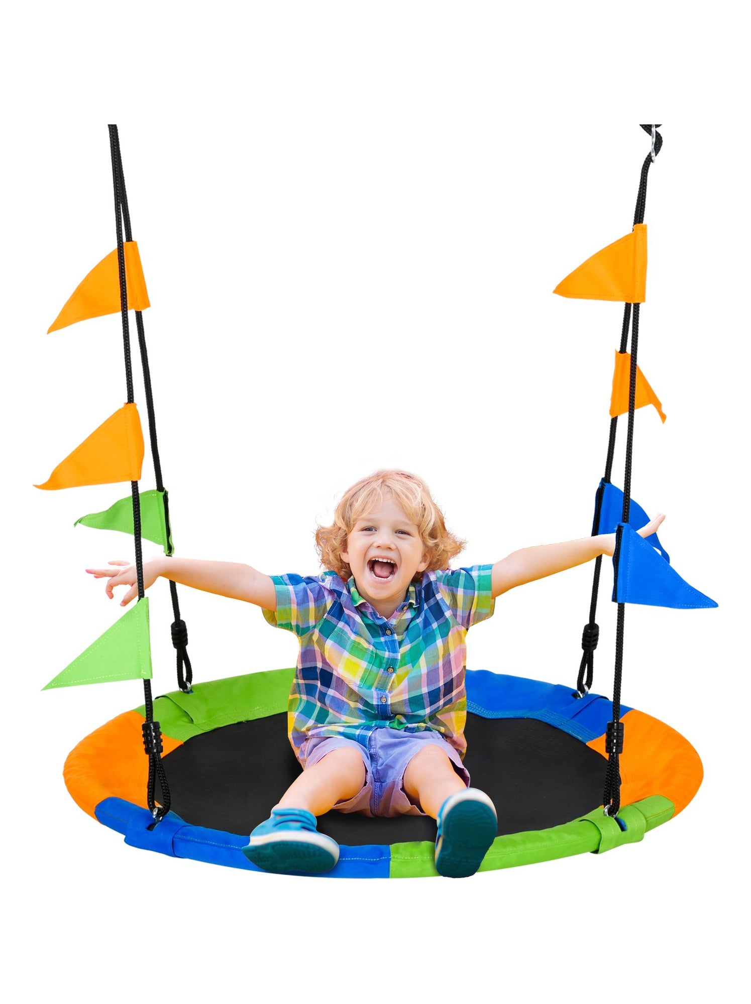 Balançoire Nid D'oiseau Rond 100 Cm - Pour Intérieur Et Extérieur, Supporte 100 Kg - 12