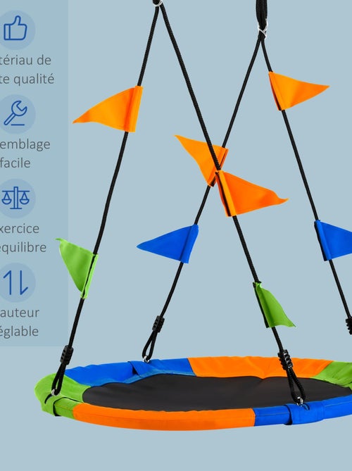 Balançoire nid d'oiseau rond Ø 100 cm multicolore - Kiabi