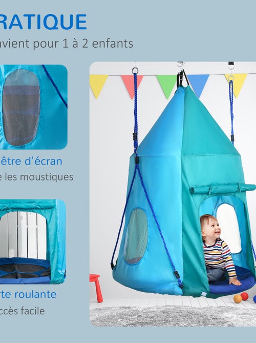 Balançoire nid d'oiseau ronde Ø 1,1 x 1,5H m avec tente - Kiabi