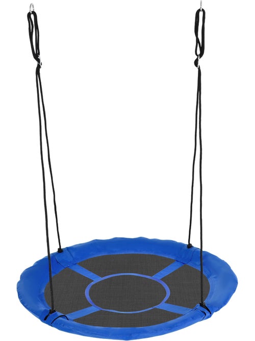 Balançoire nid d'oiseau ronde Ø 110 cm 4 anneaux inclus bleu - Kiabi