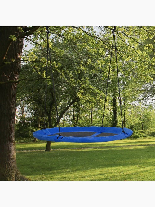 Balançoire nid d'oiseau ronde Ø 110 cm 4 anneaux inclus bleu - Kiabi