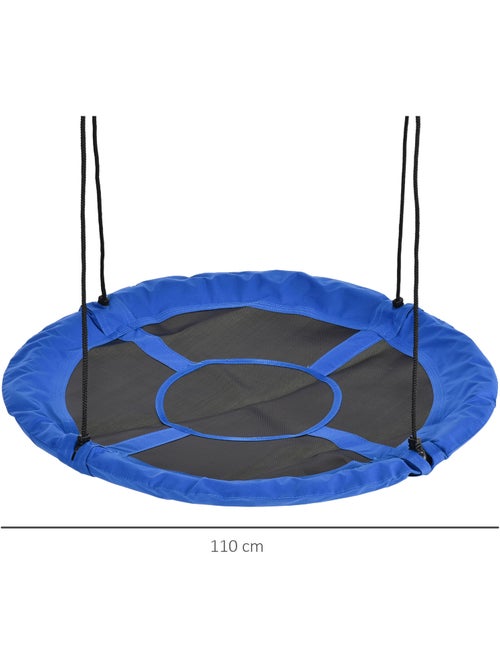 Balançoire nid d'oiseau ronde Ø 110 cm 4 anneaux inclus bleu - Kiabi