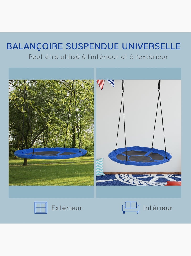 Balançoire nid d'oiseau ronde Ø 110 cm 4 anneaux inclus bleu Bleu Bleu - Kiabi