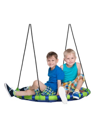 Balançoire nid oiseau ronde Ø 100 x 120-180H cm bleu vert