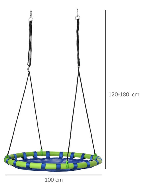 Balançoire nid oiseau ronde Ø 100 x 120-180H cm bleu vert - Kiabi