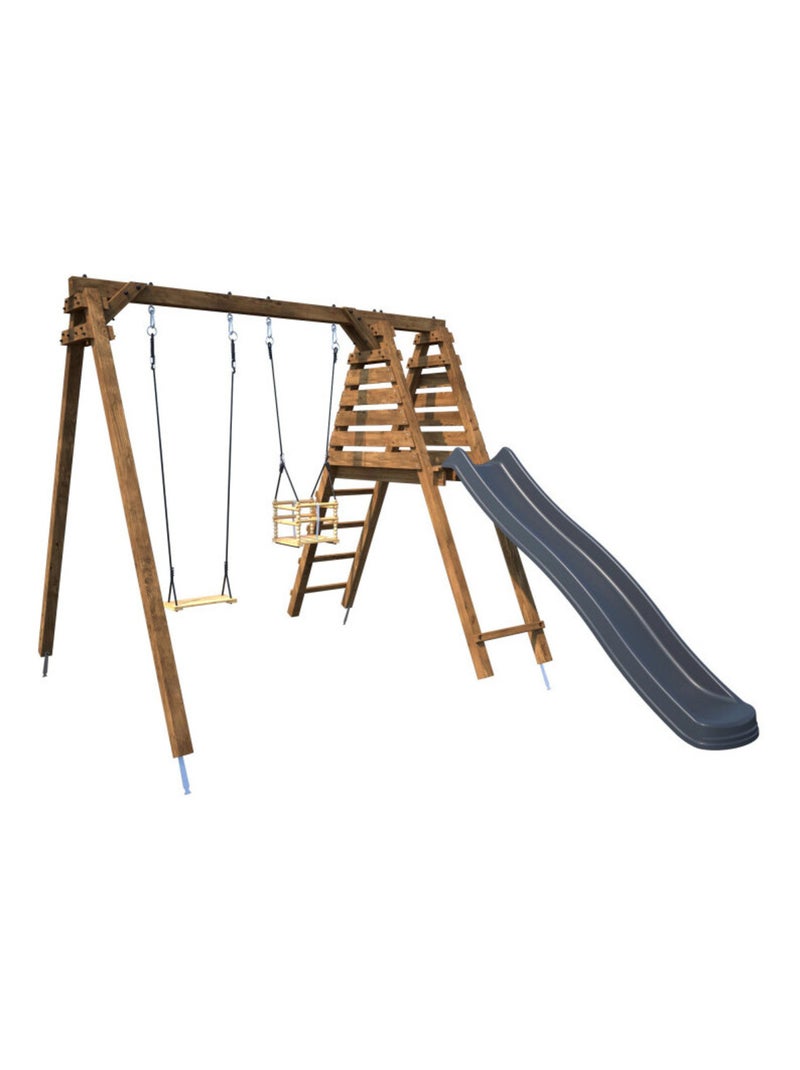 Balançoire Objectif Nature 2 agrès et toboggan Prune N/A - Kiabi