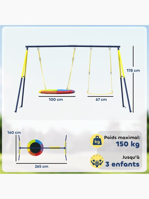 Balançoire portique enfant 3-8 ans acier - Kiabi