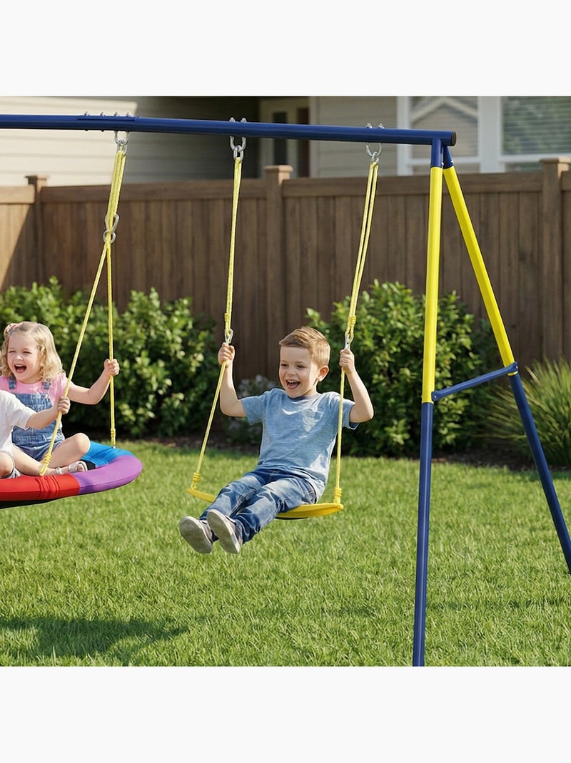 Balançoire portique enfant 3-8 ans acier Bleu Bleu - Kiabi