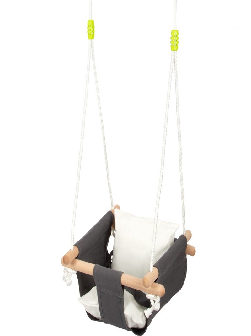 Balançoire pour bébé bois et tissu Gris - Kiabi