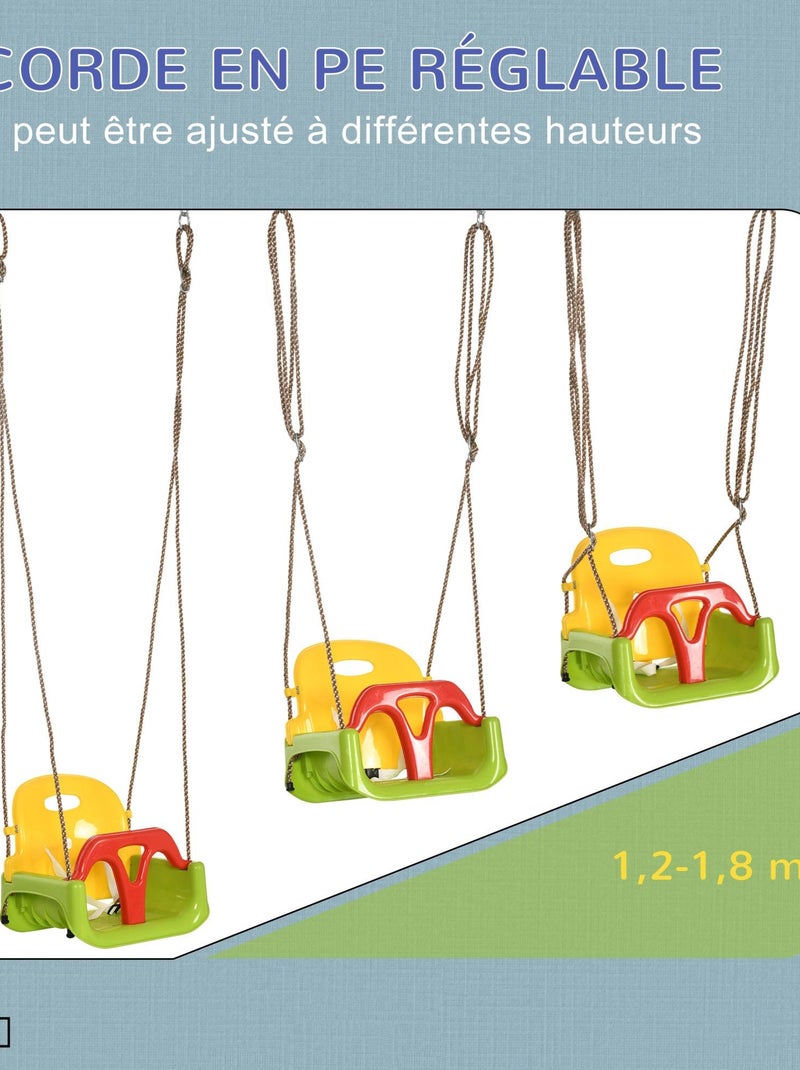 Balançoire siège 3 en 1 évolutif réglable enfant Vert - Kiabi