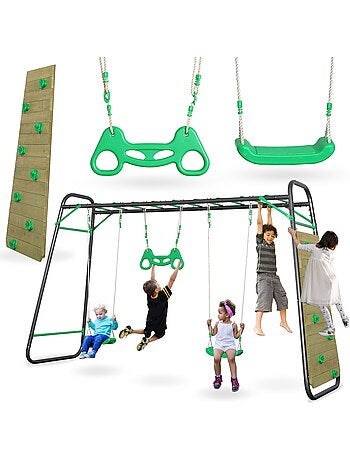 Balançoire xxxl hypermotion en acier avec trapèze et mur d'escalade
