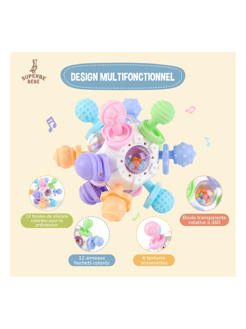 Ball multifonctions - Hochet, préhension et dentition - Jeu d'éveil | SUPERBE BEBE N/A - Kiabi
