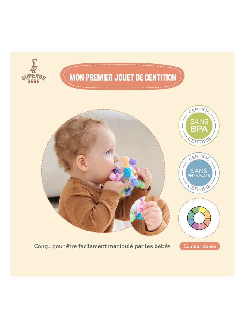 Ball multifonctions - Hochet, préhension et dentition - Jeu d'éveil | SUPERBE BEBE N/A - Kiabi