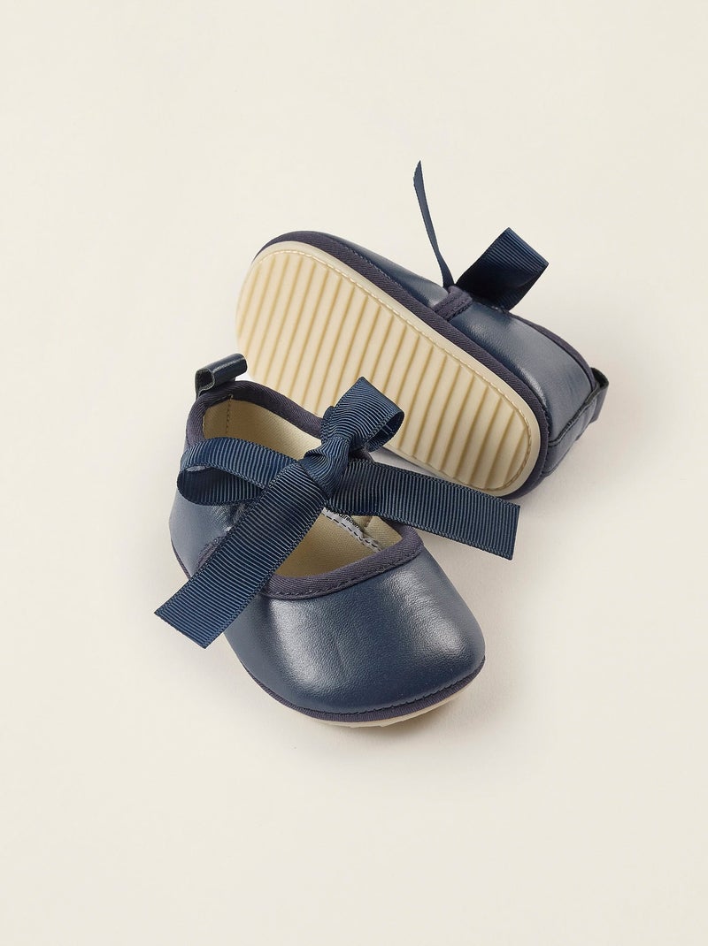 Ballarines avec Nœud en Satin Bleu foncé - Kiabi